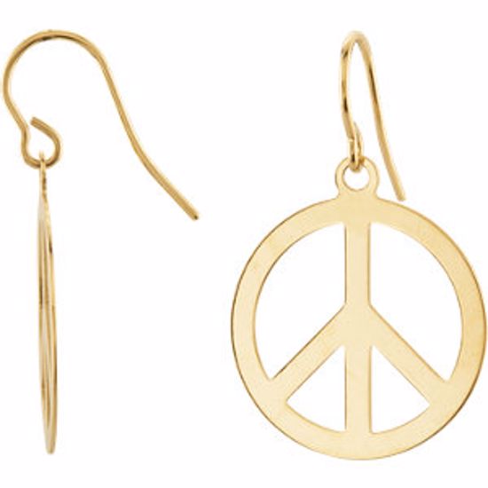 68933:1000:P 14kt Yellow Circle Peace Sign Earrings