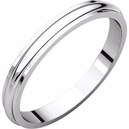 HRE8:100:P 10kt White 2.5mm Half Round Edge Band