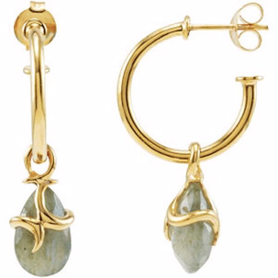 68865:1010:P 18kt Vermeil Labradorite Hoop Earrings with Box