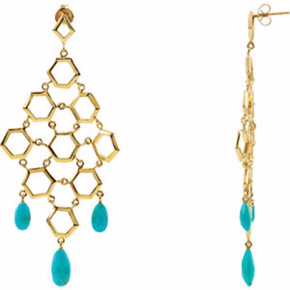 68859:1010:P 18kt Vermeil Turquoise Chandelier Earrings with Box