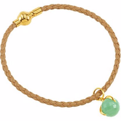 68852:1040:P 18kt Vermeil Missoma® 7.25" Tan Rope Bracelet with Chrysoprase Charm