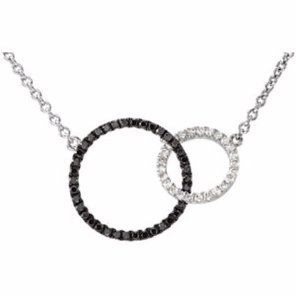 68806:101:P 14kt White 1/3 CTW Black & White Diamond Circle 18" Necklace