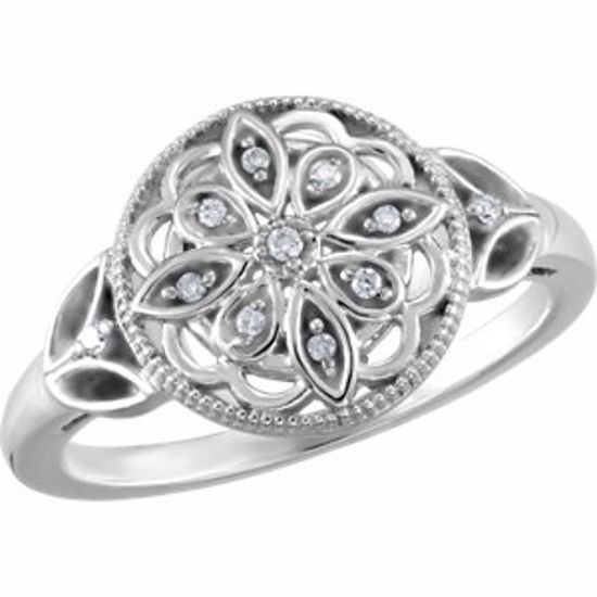 68942:108:P Sterling Silver .06 CTW Diamond Ring Size 8