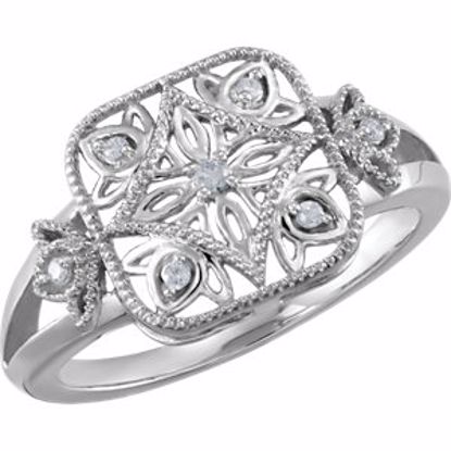 68938:106:P Sterling Silver .05 CTW Diamond Ring Size 6