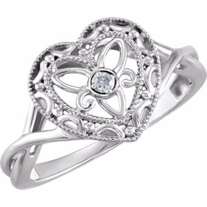 68941:108:P Sterling Silver .025 CTW Diamond Heart Ring Size 8