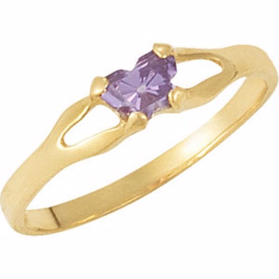 19395:1010:P 10kt Yellow Bfly® February CZ Birthstone Ring