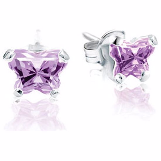 192016:10500:P Sterling Silver June Bfly® CZ Birthstone Youth Earrings with Friction Backs and Box