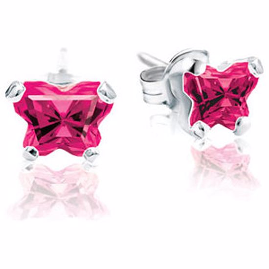 192016:10600:P Sterling Silver July Bfly® CZ Birthstone Youth Earrings with Friction Backs and Box