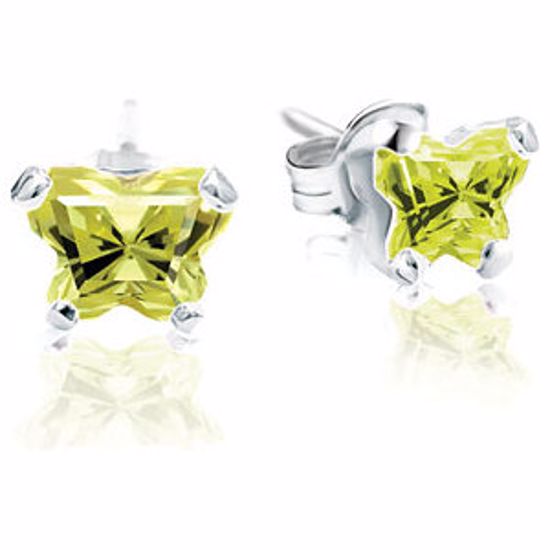 192016:10700:P Sterling Silver August Bfly® CZ Birthstone Youth Earrings with Friction Backs and Box