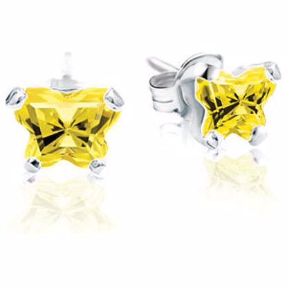 192016:11000:P Sterling Silver November Bfly® CZ Birthstone Youth Earrings with Friction Backs and Box