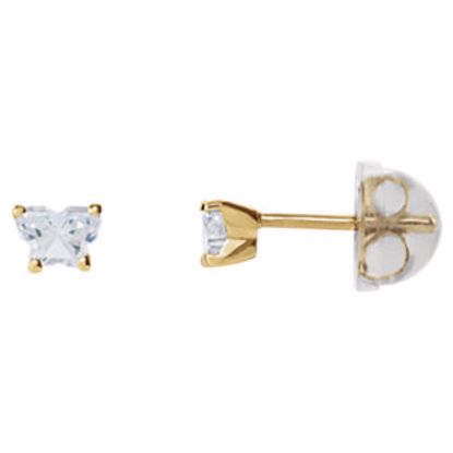 192015:203:P 10kt Yellow April Bfly® CZ Birthstone Youth Earrings with Safety Backs & Box