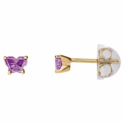 192015:205:P 10kt Yellow June Bfly® CZ Birthstone Youth Earrings with Safety Backs & Box