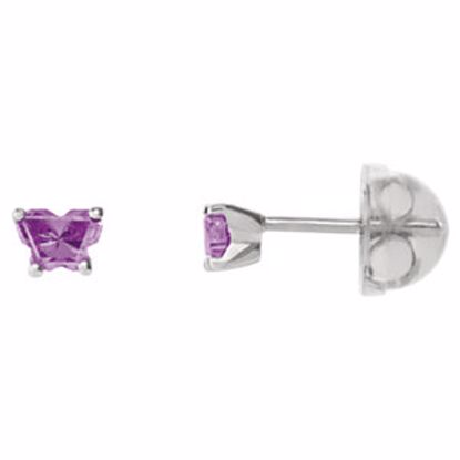 192015:241:P 14kt White June Bfly® CZ Birthstone Youth Earrings with Safety Backs & Box