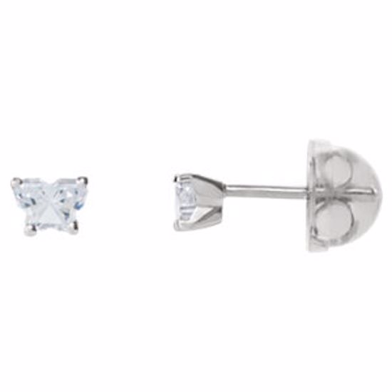 192015:251:P Sterling Silver April Bfly® CZ Birthstone Youth Earrings with Safety Backs & Box