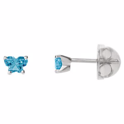 192015:247:P 14kt White December Bfly® CZ Birthstone Youth Earrings with Safety Backs & Box