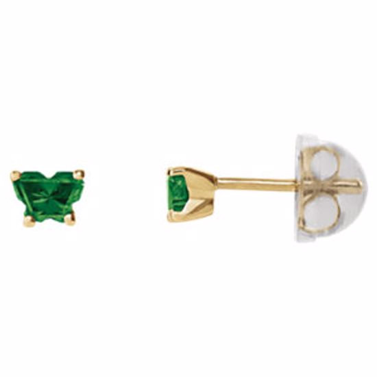 192015:216:P 14kt Yellow May Bfly® CZ Birthstone Youth Earrings with Safety Backs & Box