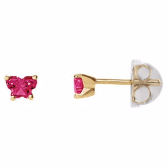 192015:218:P 14kt Yellow July Bfly® CZ Birthstone Youth Earrings with Safety Backs & Box