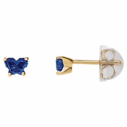 192015:220:P 14kt Yellow September Bfly® CZ Birthstone Youth Earrings with Safety Backs & Box