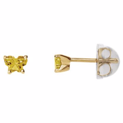 192015:222:P 14kt Yellow November Bfly® CZ Birthstone Youth Earrings with Safety Backs & Box