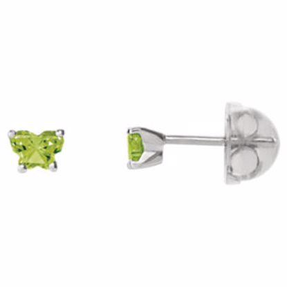 192015:255:P Sterling Silver August Bfly® CZ Birthstone Youth Earrings with Safety Backs & Box