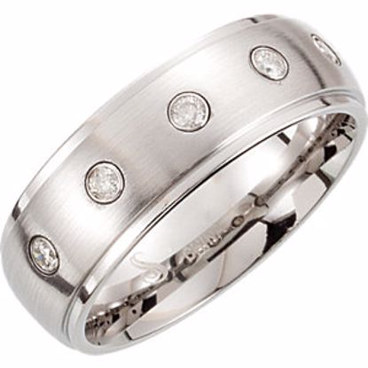 COR217D:085:P Tungsten 8.3mm .25 CTW Diamond Ridged Band Size 8.5