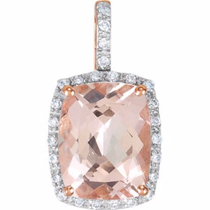 69614:101:P Genuine Morganite & Diamond Pendant