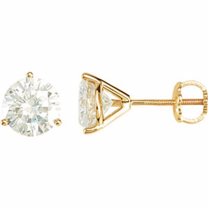 23679:103:P 14kt Yellow 6.5mm Round Forever Classic™ Moissanite Earrings with Threaded Post