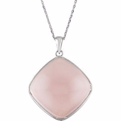 85114:60002:P Sterling Silver Rose Quartz Cabochon 18" Necklace