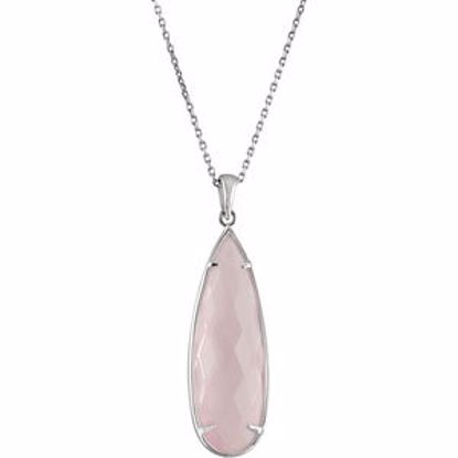 68519:118:P Sterling Silver 30x10mm Rose Quartz 18" Necklace