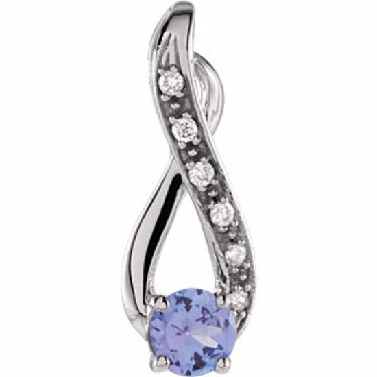 69662:101:P 14kt White Tanzanite & .04 CTW Diamond Pendant