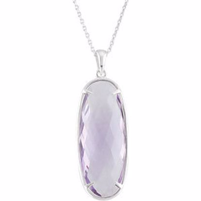 68529:423:P Sterling Silver 30x12mm Rose De France Quartz 18" Necklace