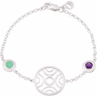 69691:60001:P Sterling Silver Amethyst & Chrysoprase Deco 7.25" Bracelet