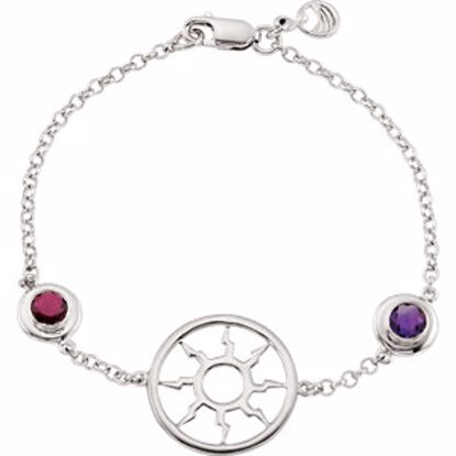 69696:60001:P Sterling Silver Amethyst & Pink Tourmaline 7.25" Bracelet