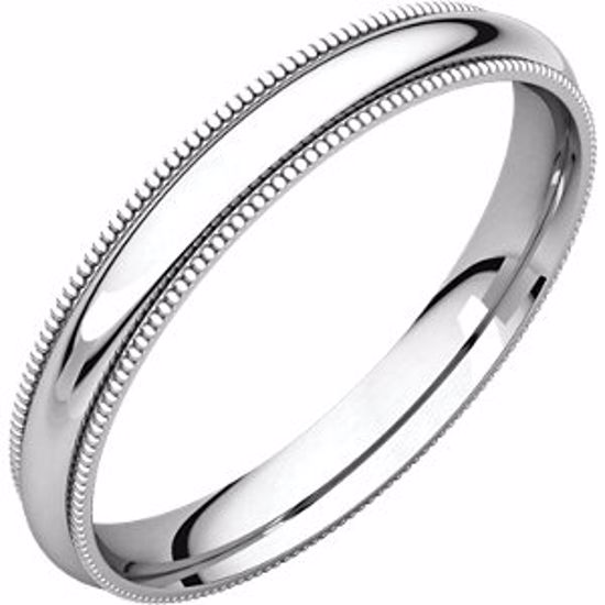 MGR15.5:200:P Sterling Silver 3mm Milgrain Comfort Fit Band