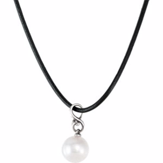 82904:307639:P Sterling Silver & 14kt White South Sea Cultured Pearl Patina Finish Necklace