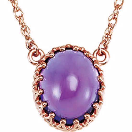 28372:1021:P 14kt Rose 10x8mm Oval Amethyst 18" Necklace