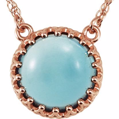 28344:60003:P 14kt Rose 10mm Round London Blue Topaz 18" Necklace