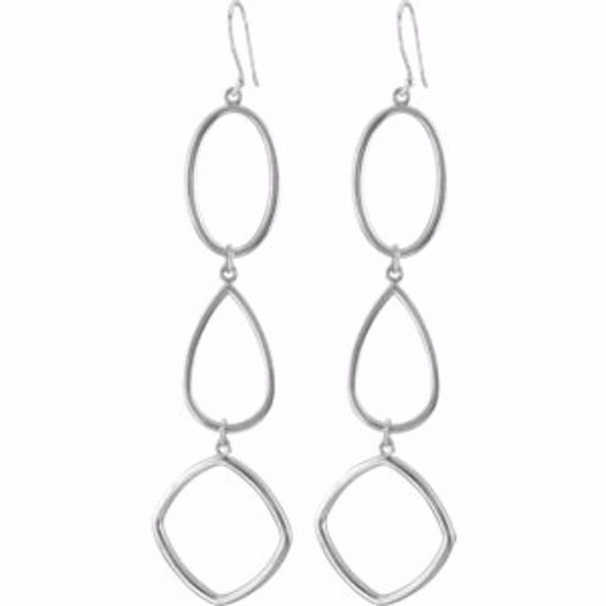 85276:1007:P Sterling Silver 62.75x21mm Open Silhouette Dangle Earrings 