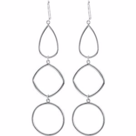 85289:101:P Sterling Silver 77.5x21mm Open Silhouette Dangle Earrings