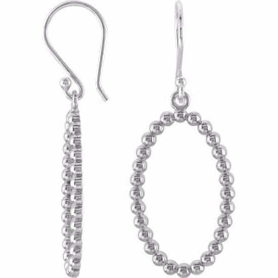 85291:101:P Sterling Silver Oval Beaded Design Earrings