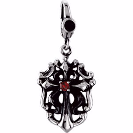 R42301:101:P Sterling Silver 25x15mm Fancy Cross Dangle Charm