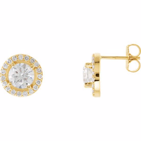 28308:60010:P 14kt Yellow 1 9/10 CTW Diamond Halo-Styled Earrings