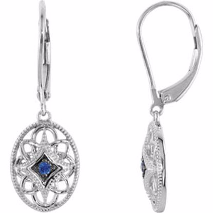 69707:101:P Sterling Silver Sapphire Lever Back Earrings