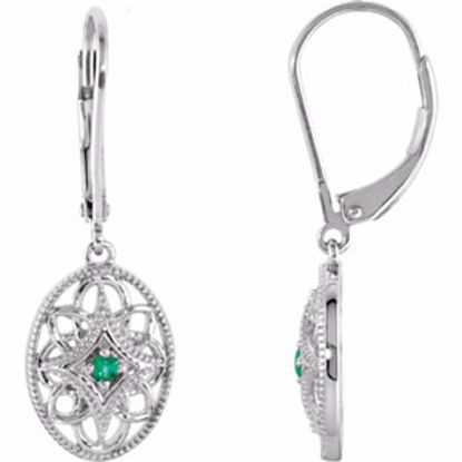 69707:102:P Sterling Silver Emerald Lever Back Earrings