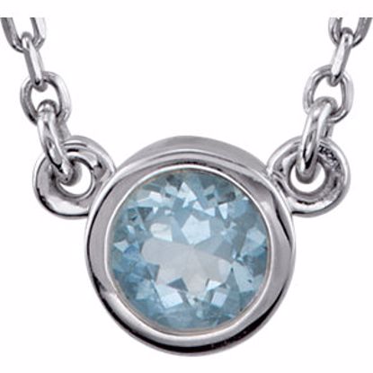 2930:60004:P Sterling Silver Aquamarine Bezel 18" Necklace