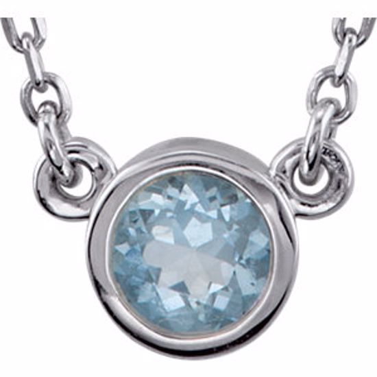 2930:60004:P Sterling Silver Aquamarine Bezel 18" Necklace