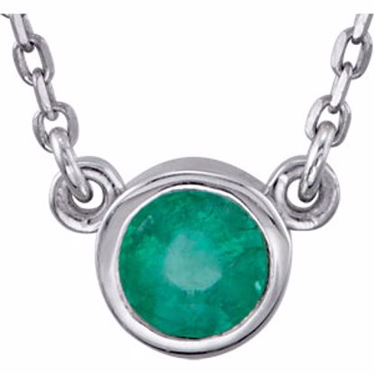 2930:60007:P Sterling Silver Emerald Bezel 16" Necklace