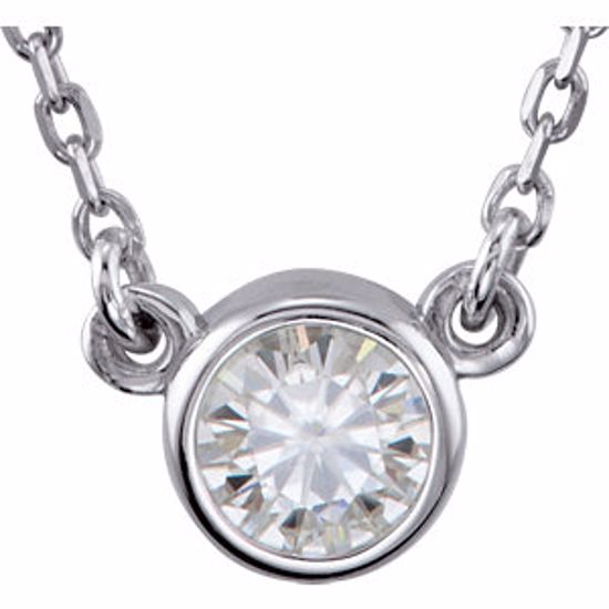 2930:60010:P Sterling Silver Forever Classic™ Moissanite Bezel 18" Necklace