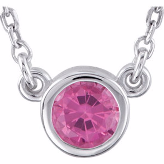 2930:60013:P Sterling Silver Pink Spinel Bezel 16" Necklace