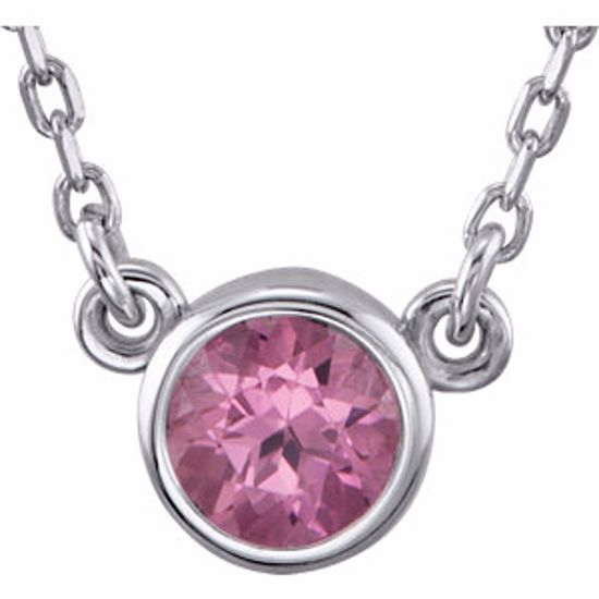 2930:60015:P Sterling Silver Pink Tourmaline Bezel 16" Necklace